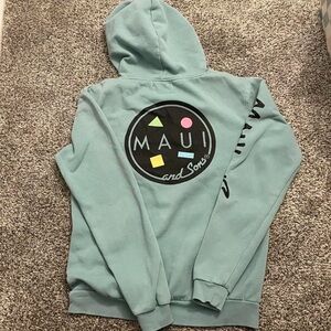 Maui & Sons Hoodie Men’s Small Aqua Teal Surf Retro Sweatshirt EUC